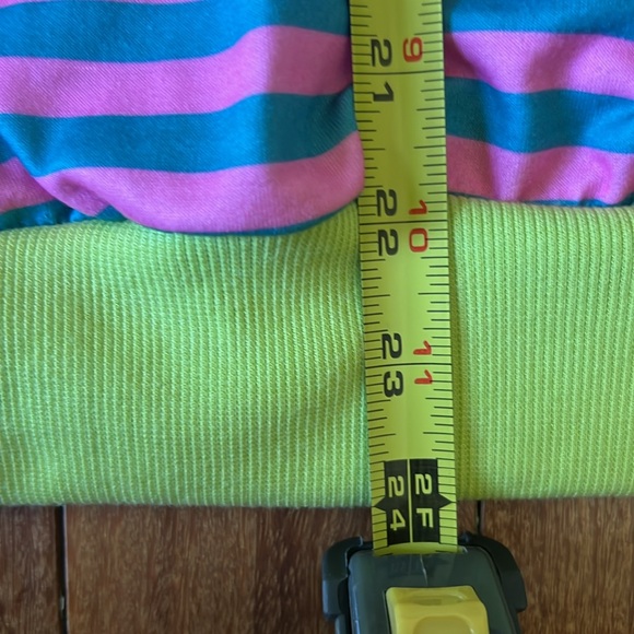 oversized striped neon teal pink striped sweatshirt womens sized medium - Picture 3 of 3